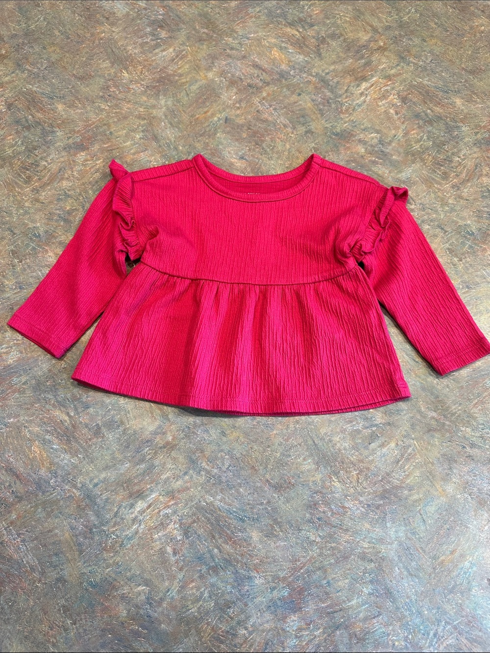 🤑EU Baby Ruffle Long-Sleeve Hot Pink Top 🤑